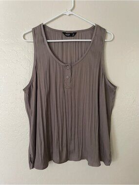 Taupe Sleeveless Pleated Tank Top